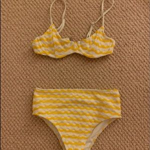 ElleJay yellow and white stripped bikini